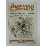 CHARLTON ATHLETIC, 1938/1939, a football programme from the fixture against Everton, played on 22/