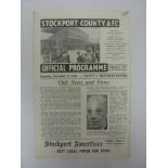 STOCKPORT COUNTY, 1946/1947, a football programme from the home fixture with Tranmere Rovers, played