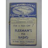 CHELMSFORD CITY, 1938/1939, a football programme from the FA Cup fixture against Kidderminster