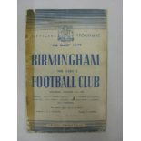 BIRMINGHAM, 1938/1939, a football programme from the FA Cup fixture against Chelmsford City,