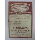 CHELMSFORD CITY, 1939/1940, a football programme from the Southern League fixture against