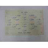 MILITARY, 1957/1958, a single sheet football programme from the fixture The Army v Royal Air