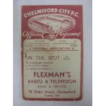 CHELMSFORD CITY, 1939/1940, a football programme from the Friendly [War Time] fixture against