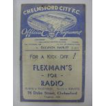 CHELMSFORD CITY, 1938/1939, a football programme from the FA Cup fixture against Dulwich Hamlet,