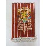 LIVERPOOL, 1977/1978, football scarf, 'Supporters All Over The World', red colour with white