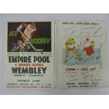 ICE HOCKEY, 1937, 2 programmes from the two fixtures played at Empire Pool And Sports Arena Wembley,