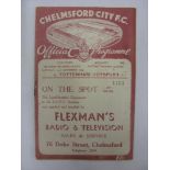 CHELMSFORD CITY, 1939/1940, a football programme from the Friendly [War Time] fixture against