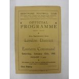 ARMY, 1944/1945, a football programme from the war time Representative game played at Brentford on