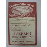 CHELMSFORD CITY, 1938/1939, a football programme from the Southern League fixture against