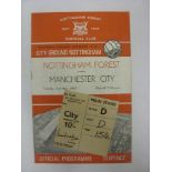 NOTTINGHAM FOREST, 1966/1967, a football programme and ticket from the fixture versus Manchester