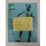 COVENTRY CITY, 1975/1976, a football programme and ticket from the fixture versus Birmingham City,