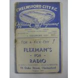 CHELMSFORD CITY, 1938/1939, a football programme from the Southern League fixture against