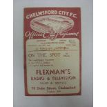 CHELMSFORD CITY, 1938/1939, a football programme from the Southern League fixture against Torquay