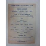 BIRMINGHAM CITY, 1946/1947, a reproduction/modern replica for a fixture against Coventry City,