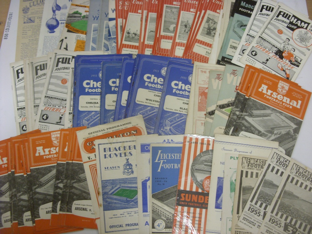 1950's PROGRAMMES, 1955/1956, a collection of 96 football programmes from the season. ARSENAL (22)