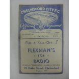 CHELMSFORD CITY, 1938/1939, a football programme from the Southern League fixture against