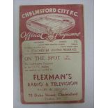 CHELMSFORD CITY RESERVES, 1938/1939, a football programme from the Eastern Counties League fixture