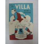 ASTON VILLA, 1948/1949, a football programme from the fixture with Newcastle United played on 13/