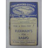 CHELMSFORD CITY, 1938/1939, a football programme from the FA Cup fixture against Southampton, played