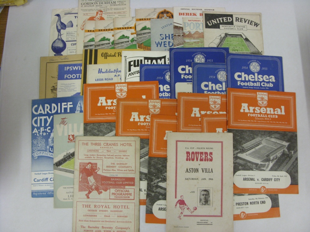 1950's PROGRAMMES, 1954/1955, a collection of 30 football programmes from the season. ARSENAL (6)