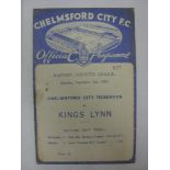 CHELMSFORD CITY RESERVES, 1938/1939, a football programme from the Eastern Counties League fixture