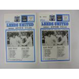 LEEDS UNITED, 1972/1973, a pair of football programmes for the fixture against Aston Villa on 11/