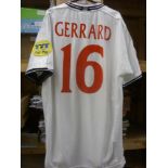 ENGLAND, 2000, European Championships, white home football shirt, No. 16 to front and No. 16 Gerrard