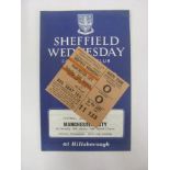 SHEFFIELD WEDNESDAY, 1968/1969, a football programme and ticket from the fixture versus Manchester