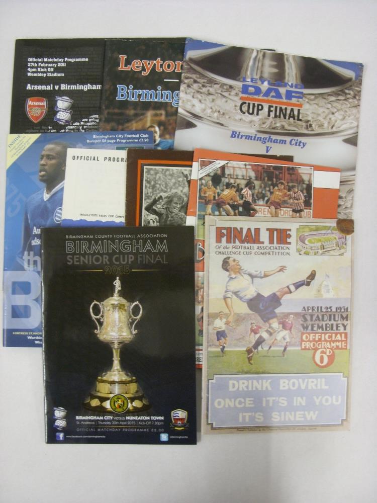 BIRMINGHAM CITY, 1931-2015, a selection of 9 big match football programmes, to include - 2015