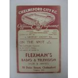 CHELMSFORD CITY, 1938/1939, a football programme from the Southern League fixture against Newport