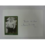 TOM FINNEY, 1922-2014, signature of famous football player, mounted picture on 6"x4" white card with