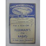 CHELMSFORD CITY, 1938/1939, a football programme from the Southern League fixture against