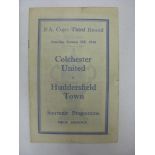 COLCHESTER UNITED, 1947/1948, a football programme from the FA Cup fixture with Huddersfield Town,