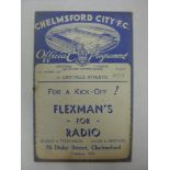 CHELMSFORD CITY, 1938/1939, a football programme from the FA Cup fixture against Crittalls Athletic,