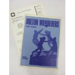 BOLTON WANDERERS, 1970, a musical doumentary by John Roche, Octagon Theatre Company, a Souvenir