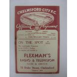 CHELMSFORD CITY, 1938/1939, a football programme from the Southern League fixture against Cheltenham