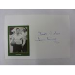 TOM FINNEY, 1922-2014, signature of famous football player, mounted picture on 6"x4" white card with