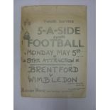 5-A-SIDE FOOTBALL, 1974/1975, a football programme from the Youth Service Finals night held at