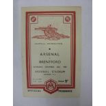 ARSENAL RESERVES, 1947/1948, versus Brentford Reserves, a football programme from the fixture played