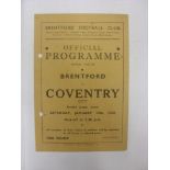 COVENTRY CITY, 1945/1946, Brentford versus Coventry City, a football programme from the fixture