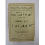 FULHAM, 1945/1946, Brentford versus Fulham, a football programme from the fixture played in The