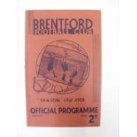 ARSENAL, 1937/1938, Brentford versus Arsenal, a football programme from the fixture played on 18/