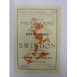 SWINDON TOWN RESERVES, 1949/1950, Brentford Reserves versus Swindon Town Reserves, a football