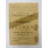 FULHAM, 1944/1945, Brentford versus Fulham, a football programme from the fixture played in The