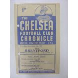 CHELSEA RESERVES, 1947/1948, versus Brentford Reserves, a football programme from the fixture played