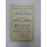 AT BRENTFORD, 1942/1943, Holland versus Belgium, a football programme from the International fixture