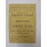 ARSENAL, 1944/1945, Brentford versus Arsenal, a football programme from the fixture played in The