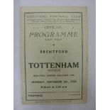 LONDON CHALLENGE CUP SEMI-FINAL, 1950/1951, Brentford versus Tottenham Hotspur, a football programme