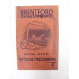 ARSENAL, 1935/1936, Brentford versus Arsenal, a football programme from the fixture played on 02/