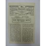 ARSENAL RESERVES, 1946/1947, versus Brentford Reserves, a football programme from the fixture played